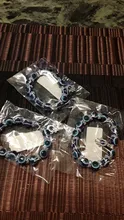 De moda de Color de plata azul de mal de ojo Hamsa la mano de Fátima Palm pulseras para las mujeres de la pulsera del encanto de estilo étnico joyería hecha a mano