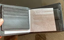 Billetera de cuero genuino para hombre, billetera de 100%, producto prémium, corta, negra, Cuero de vaca Real