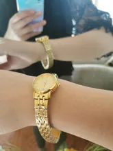 Oro par reloj mujer relojes de cuarzo moda impermeable completa de acero inoxidable relojes de pulsera Parejas Regalos L1014 de los hombres