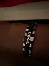 3 unids/set cubo a la moda pulsera de cuentas de los hombres negro mate pulsera de cuentas de piedra conjuntos para hombres regalo de la joyería