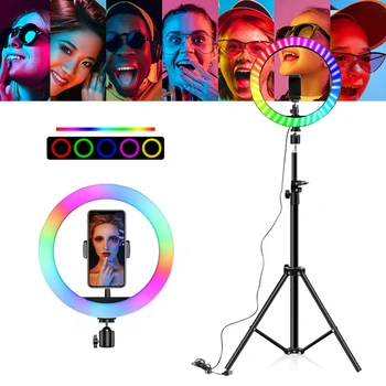RGB light ring RGB selfie LED light ring with tripod phone holder up to 2.1m for photography video recording Tictok
RGB light ring RGB selfie LED light ring with tripod phone holder up to 2.1m for photography video recording Tictok