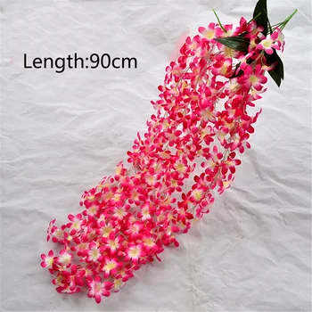 

90cm 5 head/Bunch Artificial Clove Fake Silk Wisteria Hanging Rattan Flower Vines Garland Leaves Home Wedding Garden Decoration