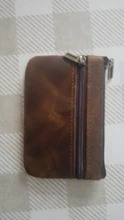 GENODERN-monedero Vintage Crazy Horse de cuero genuino para hombre, monedero con cremallera de cuero genuino, soporte de llave Retro, monedero pequeño