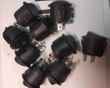 Interruptores de balancín redondo de 23mm de diámetro, interruptor basculante ON-OFF de 2 pines, redondo, negro, blanco y rojo, 10A/125V, 6A/250V, 10 Uds.