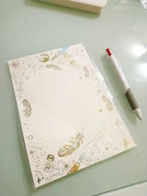 8 unids/set Vintage dorado estrella de pluma juego de papel de carta papelería regalo de escritura boda sobres Mini sobres para invitaciones