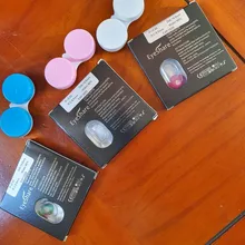 D orella-lentillas de colores para Halloween, 1 par (2 uds) de Cateye de amatista, lentillas de contacto de colores