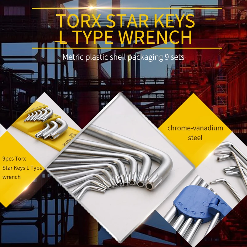 Фото QHTITEC CR V Torx Star Keys инструмент L Тип 9 шт шестигранный ключ Отвертка - купить