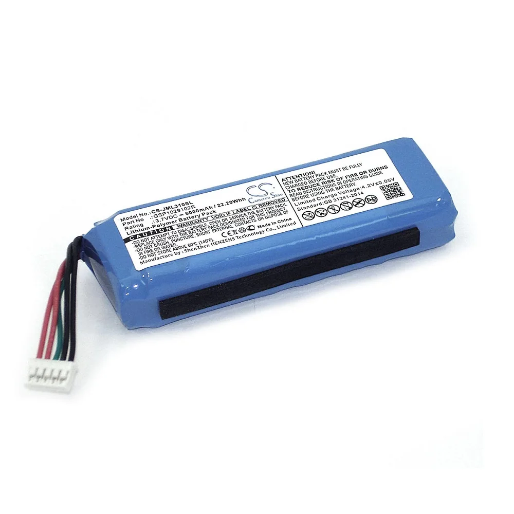 Аккумуляторная батарея CameronSino CS-JML310SL для JBL Charge 2 3.7V 6000mAh 22.20Wh | Мобильные телефоны и