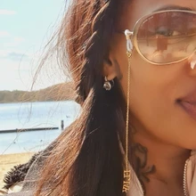 Cadena de gafas de oro con nombre personalizado, cadena de anteojos de sol, cadena de gafas bohemias, cadena de oro con colgante, joyería de Festival