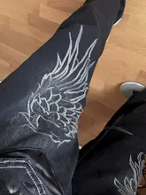 Los hombres de baile callejero Hiphop Jeans moda bordado negro de pantalones de mezclilla general hombre Rap Hip Hop pantalones vaqueros de talla grande 30-46