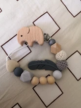 Clip para chupete de bebé, cadena de cuentas de silicona, soporte de madera, pinza para chupete soporte para pezones, cadena para biberón infantil