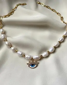 Blue Enamel Eye Detailed Evil Eye High Quality Natural Pearl Necklace 2020 Trend Turkish Jewelry Gift
Blue Enamel Eye Detailed Evil Eye High Quality Natural Pearl Necklace 2020 Trend Turkish Jewelry Gift