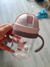 Taza de bebida de 300ml para niños, vaso de paja con diseño de dibujos animados para niños, resistente a caídas, botella de agua, Bola de aprendizaje azul
