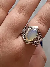 Anillos de cristal de curación grande Tibetano para mujer, joyas de piedra lunar indio antiguo bohemio, joyería fina, regalos para chicas