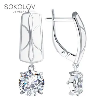 SOKOLOV drop earrings with stones in silver with enamel and cubic zirconia fashion jewelry 925 women's/men's, male/female, long earrings, women's male 
SOKOLOV drop earrings with stones in silver with enamel and cubic zirconia fashion jewelry 925 women's/men's, male/female, long earrings, women's male
