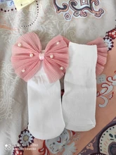 Calcetines de algodón con lazos para niñas bebé, tobilleros, bonitos