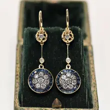ART DECO STYLE NEW MADE 14K GOLD NATURAL DIAMOND AND CALIBER SAPPHIRE EARRING ART DECO STYLE NEW MADE 14K GOLD NATURAL DIAMOND AND CALIBER SAPPHIRE EARRING