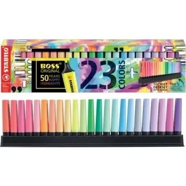 Stabilo Boss Original Highlighter Ink Pen Markers 23pcs Fluorescent Highlighter Pastel Colors Ink Pens Markers 50th Anniversary
Stabilo Boss Original Highlighter Ink Pen Markers 23pcs Fluorescent Highlighter Pastel Colors Ink Pens Markers 50th Anniversary