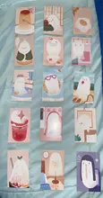 Juego de 28 hojas de cartas de Ghost Lomo intercambiables, Mini mensaje postal de dibujos animados, regalos de navidad