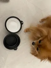 Update travel folding silicone pet bowl slow food water feeding BPA free plate for