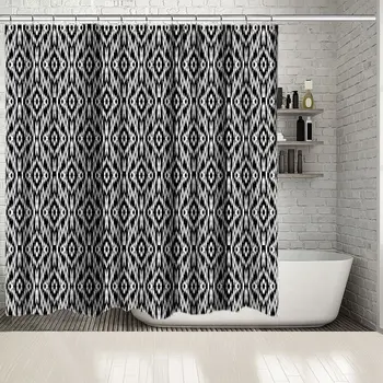 Shower Curtain Ikat Pattern in Black and White Traditional Atlas Silk Fabric Style Classic Design Art
Shower Curtain Ikat Pattern in Black and White Traditional Atlas Silk Fabric Style Classic Design Art