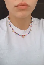 YWZIXLN-Cadena de cuentas coloridas para mujer, collar Vintage bohemio con borlas y estrellas, joyería para mujer, accesorios elegantes N096