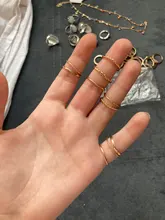 Tocona-anillos de lujo con piedra de cristal transparente y corazón para mujer, joyas de boda geométricas con perla hueca giratoria, accesorios de joyería 9015