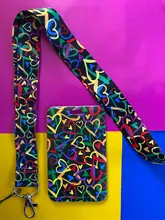 Llavero con cuerda de corazón colorido para llave de amor, tarjeta de identificación para gimnasio, insignia de teléfono móvil, Soporte para Llavero para niños, adornos para joyas, regalos