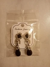 HOMOD-pendientes largos de cristal para mujer, aretes, Clips, Color negro, plateado, Vintage, a la moda, No perforados, Rojo
