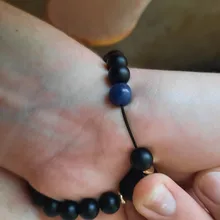 Abalorios de piedra negra de 8mm para Hombre y mujer, pulsera de constelación de 12 pares, pulsera Masculina, joyería para Hombre