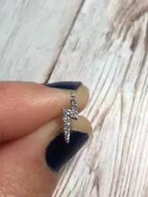 Pendientes Piercing Plata de primera ley para mujer, aretes, Plata esterlina 925, purpurina, estilo minimalista, con broche de Luna, aniversario, boda