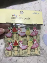 1 paquete hermoso Cactus flamencos unicornio Navidad estilo Clip para papel de madera marcador para el álbum con cuerda de papelería