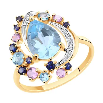 Sokolov ring in gold with a mix of stones, fashion jewelry, 585, women's male
Sokolov ring in gold with a mix of stones, fashion jewelry, 585, women's male