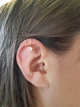 Pendiente de Luna minimalista Punk para mujer, pendiente de estrella en U, hebilla de Metal, Piercing falso para la oreja, pendientes de perlas sin perforaciones