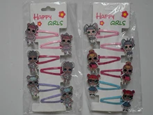 LOL Surprise-horquilla de muñeca de goma, accesorios para el cabello, estampado de resina de dibujos animados, tocado para niña, 6 uds.