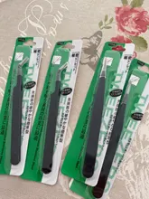 Pinzas para cejas rectas y curvadas de acero inoxidable, pinzas para pestañas falsas, pinzas para recoger gemas y diamantes de imitación, color negro