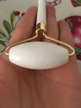 Rodillo de Jade blanco para masaje Facial, rodillo de Jade blanco para estiramiento Facial, herramientas de masaje Facial para mentón, cuello, cuidado de la piel
