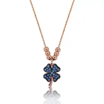 925 sterling Silver Blue Clover Ladies' Necklace
925 sterling Silver Blue Clover Ladies' Necklace
