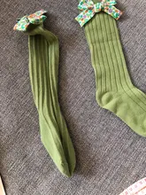 Calcetines largos de algodón para niñas pequeñas de 0 a 5 años, lazos con flor hasta la rodilla, Estilo Princesa