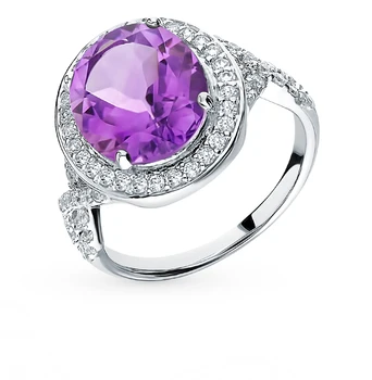 

Silver ring with amethyst and cubic zirconia sunlight sample 925