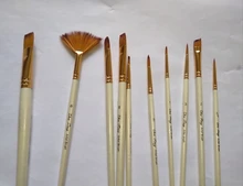 10 Uds el pelo de Nylon mango de madera de pintura acuarela cepillo pluma pincel de bricolaje pintura al óleo acrílica pinceles pintura arte Dropship