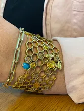 Brazalete ancho de abeja de oro para mujer, brazalete ajustable de colmena, joyería de fiesta, regalo de Navidad