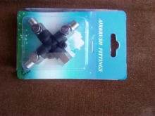 1/8 3-Forma de manguera de aire de aerógrafo Manifold divisor multiuso aerógrafo adaptador con mando de ajuste de la válvula de aerógrafo aerosol de arma herramienta tatuaje