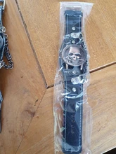 Reloj de pulsera de cuarzo con correa de cuero para hombre, cronógrafo Steampunk con tapa de Calavera, con cadena, 2019