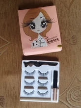 Moda mujer 3 pares magnético delineador de ojos Set de pestañas postizas pegamento libre de imán de las pestañas de Bushy rizado pestaña extender maquillaje