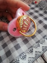 Chupete de bebé con diamantes de imitación, elegante accesorio infantil con brillantes, en color rosa