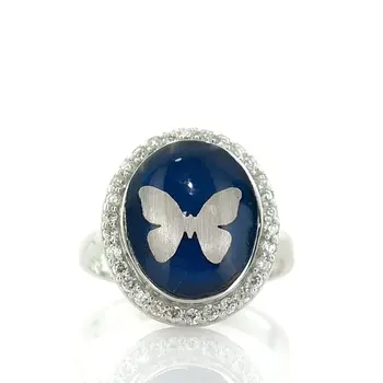 Blue Cabochons Butterfly Silver Ring 
Blue Cabochons Butterfly Silver Ring