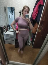 Conjunto de Yoga sin costuras para mujer, Top corto camisetas de manga larga, Leggings de Fitness de cintura alta, trajes deportivos de entrenamiento de realce, ropa de gimnasio