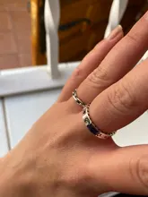 925 anillos de plata esterlina genuinos de 2 capas para mujer, anillos negros finos minimalistas de Gema circular, joyería tallada S925