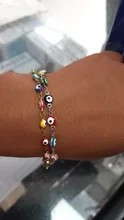 1PC 18,7-19,5 cm caliente 304 pulseras de acero inoxidable para los hombres de la joyería de las mujeres de Color oro enlace cadena Multicolor esmalte de mal de ojo pulsera para el tobillo